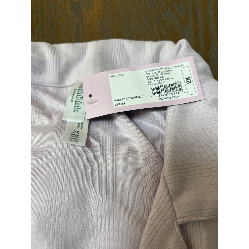 Wild Fable Pale Orchid Pointelle Pajama Set 2X Plus Size Short Sleeve Shorts NWT - Picture 2 of 4